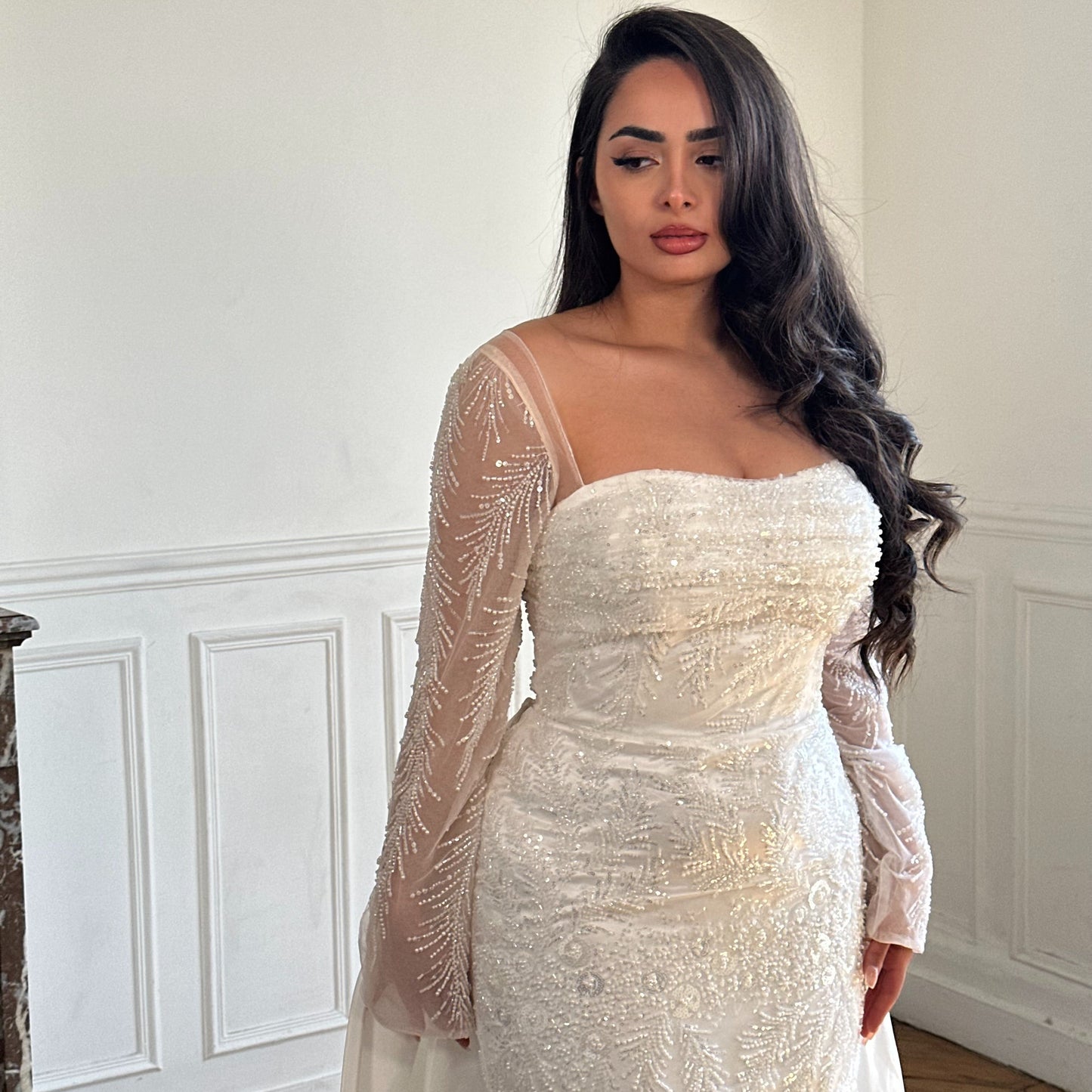 Robe de fiançailles perlée