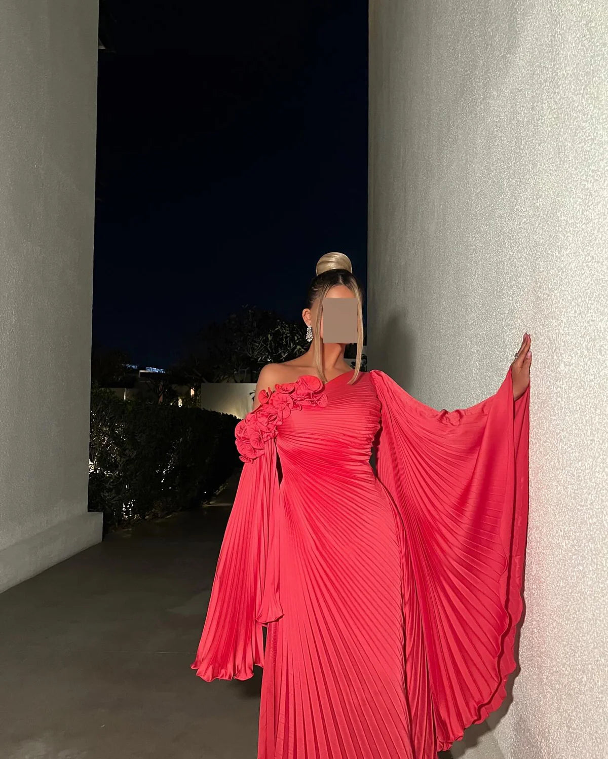 Robe plissée rouge