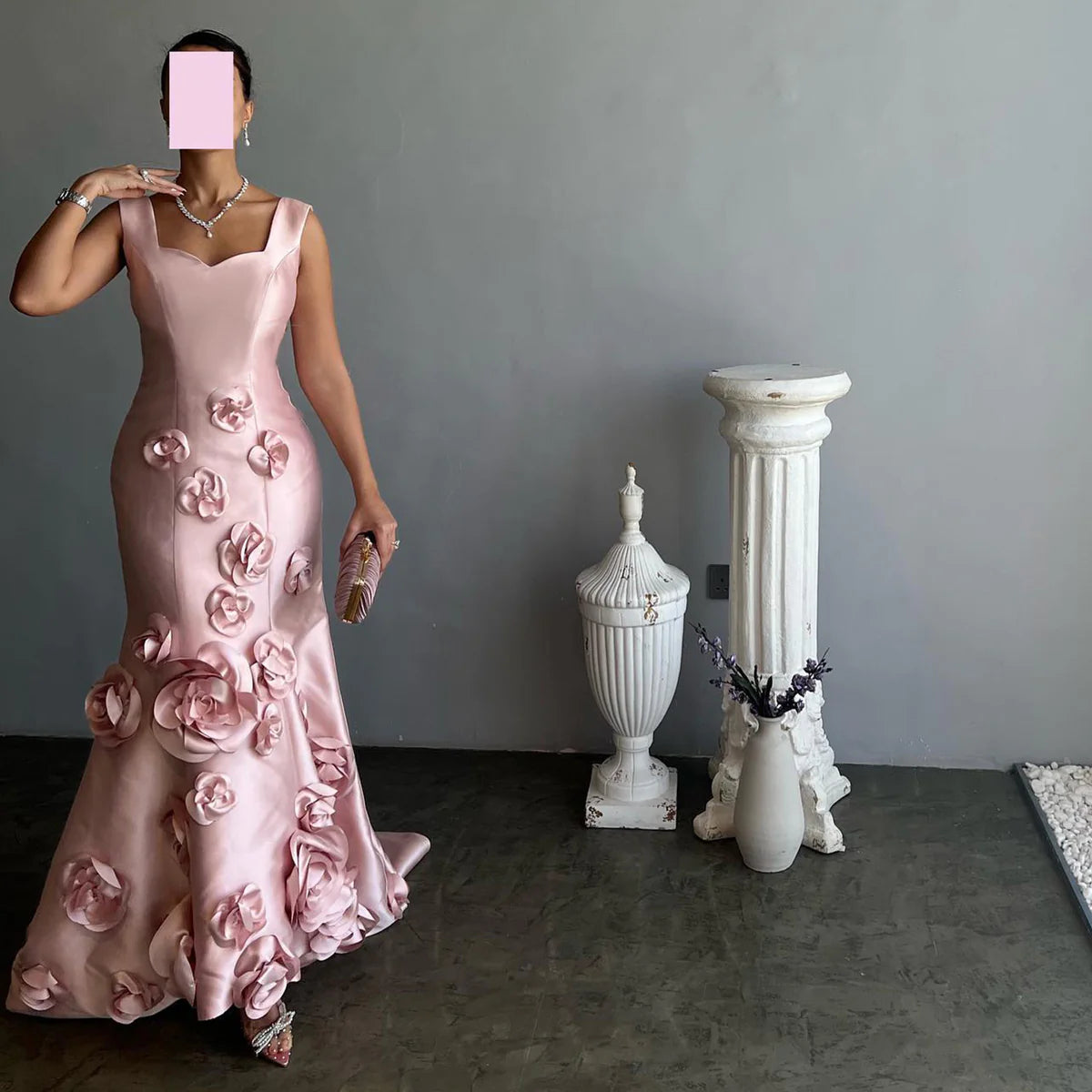 Robe rose fleuries