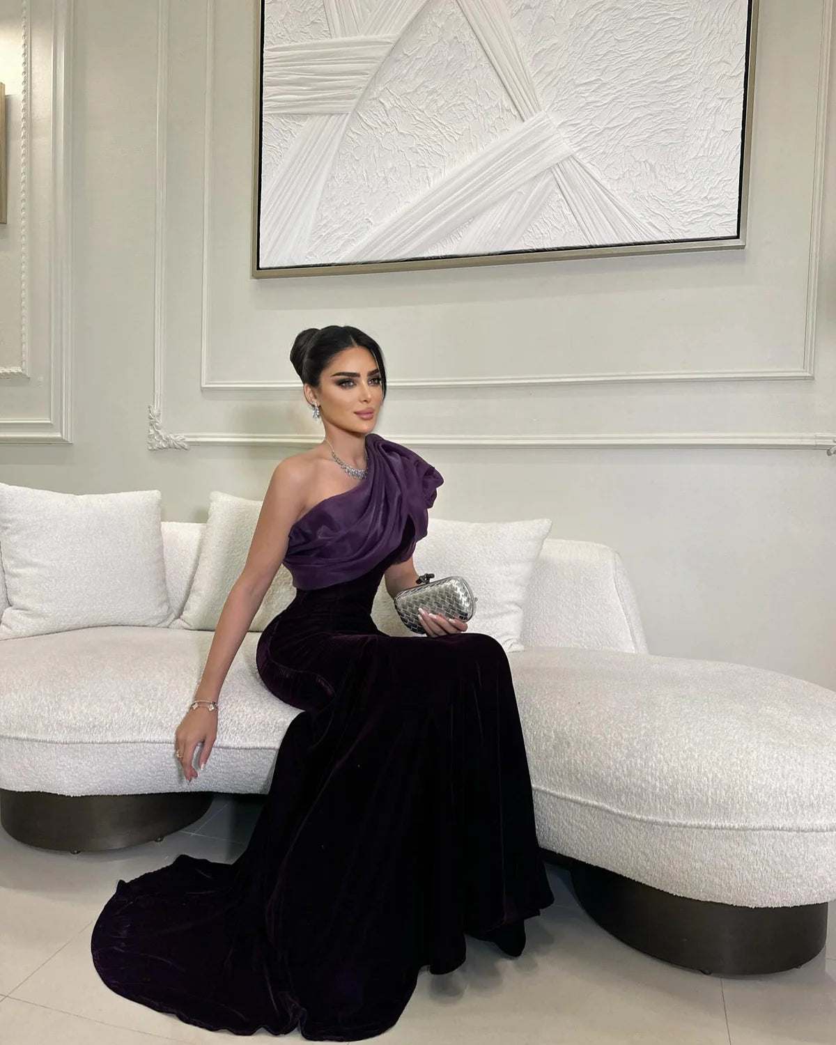 Robe asymétrique violette