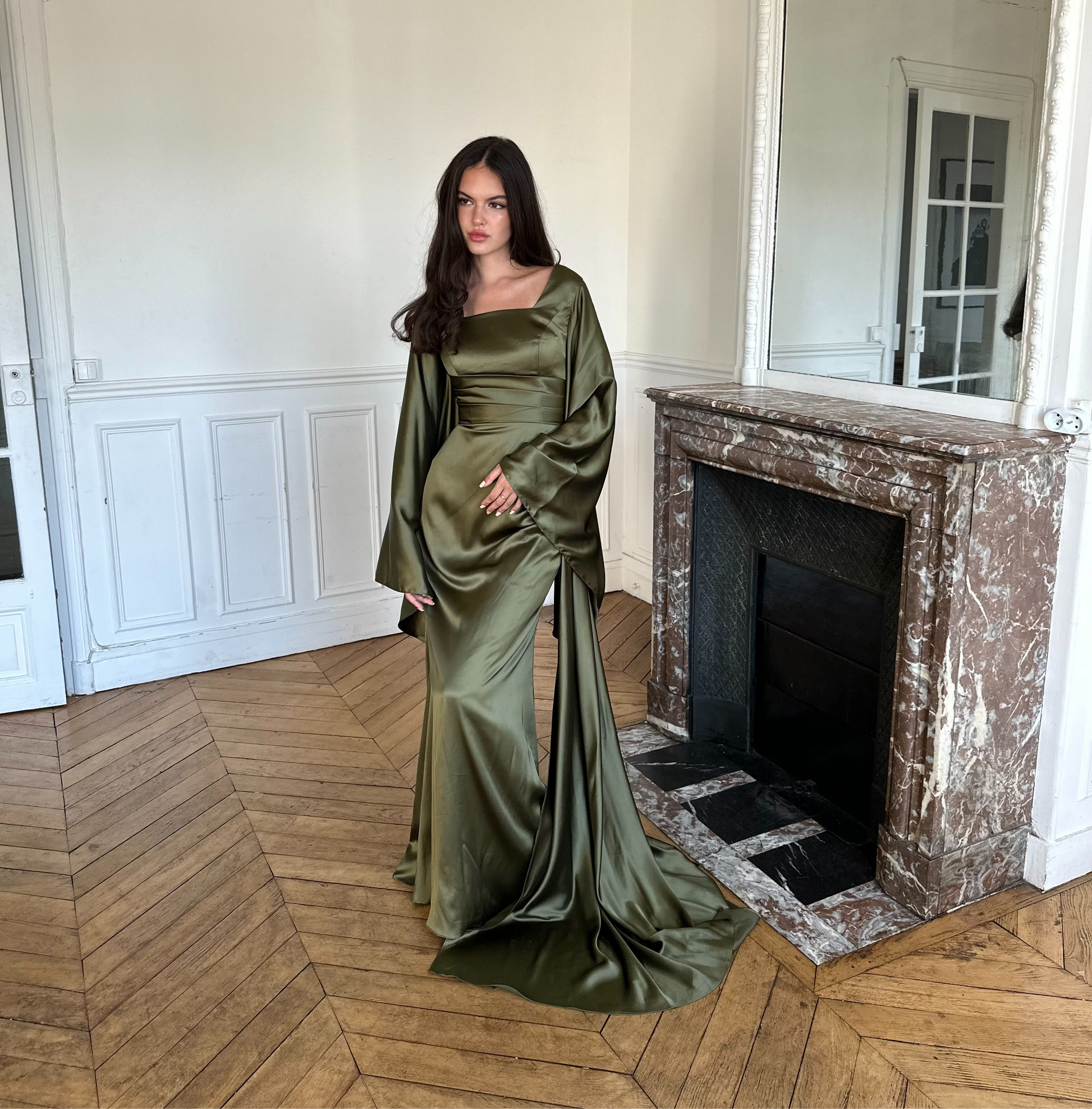Robe en Satin vert