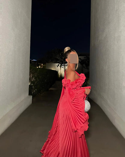 Robe plissée rouge