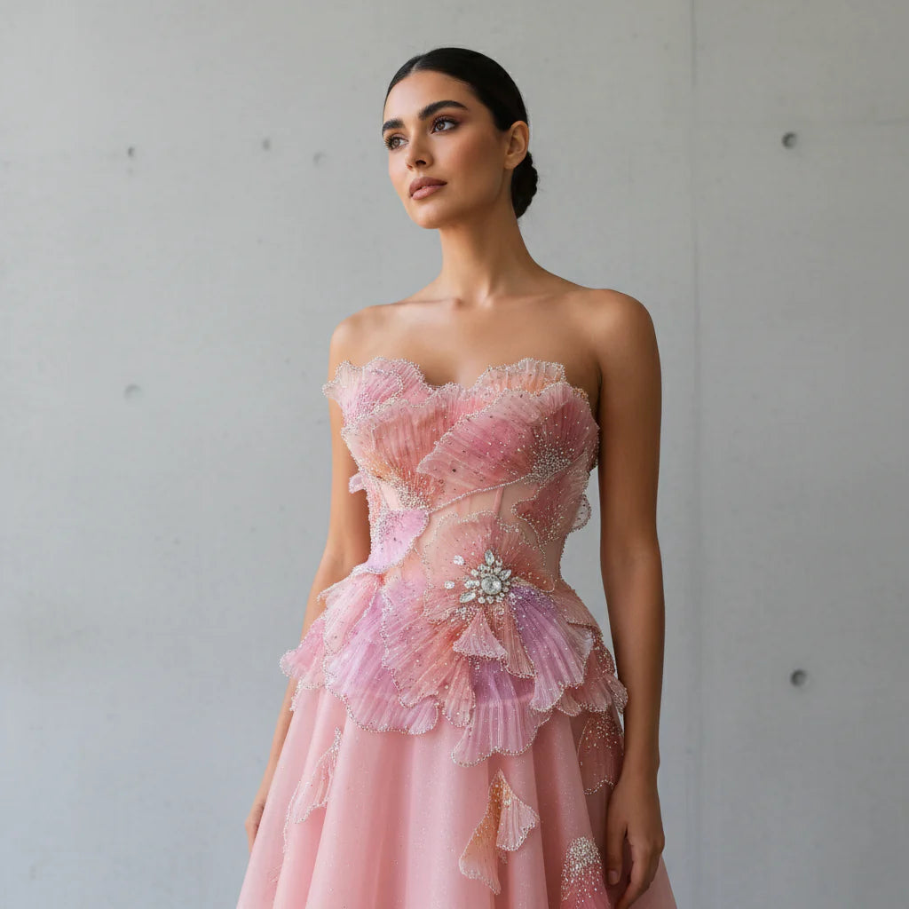 Robe bustier rose