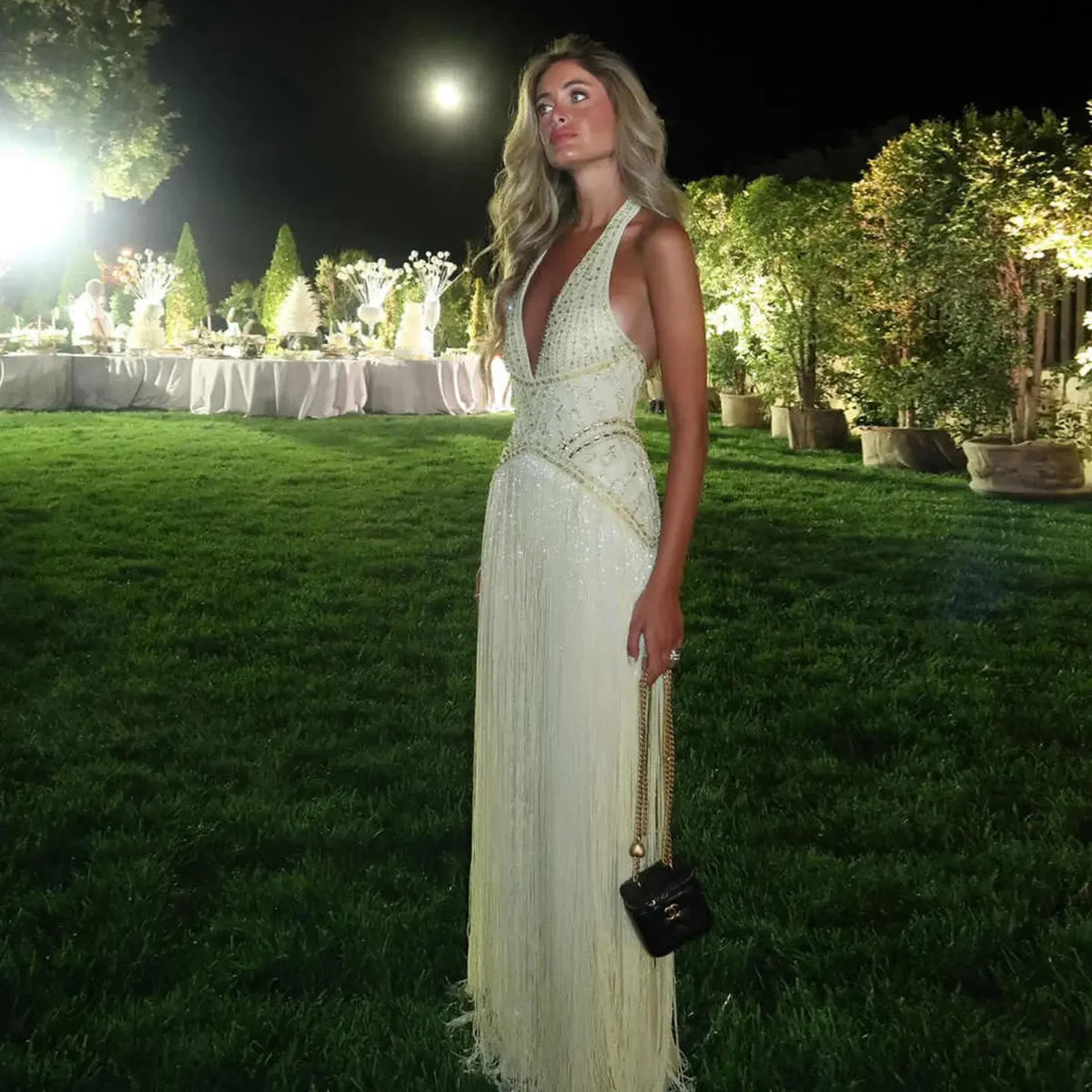 Robe jaune à frange