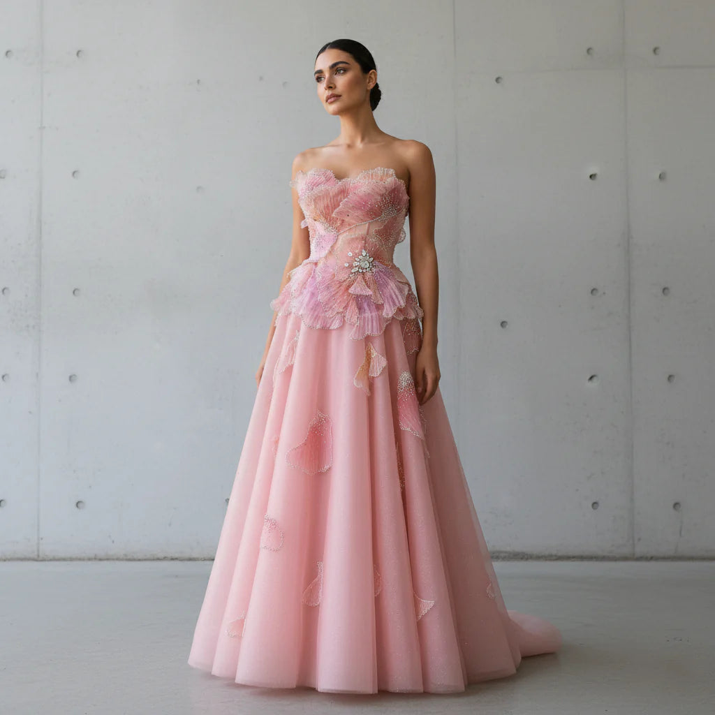 Robe bustier rose