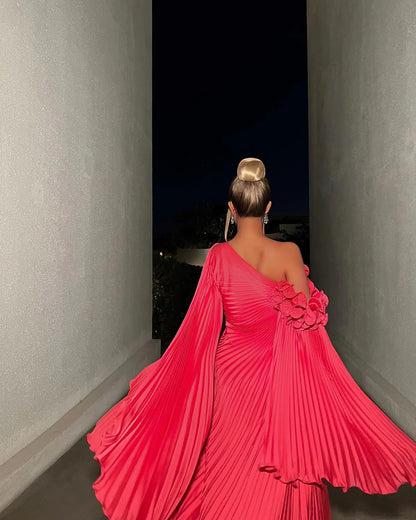 Robe plissée rouge