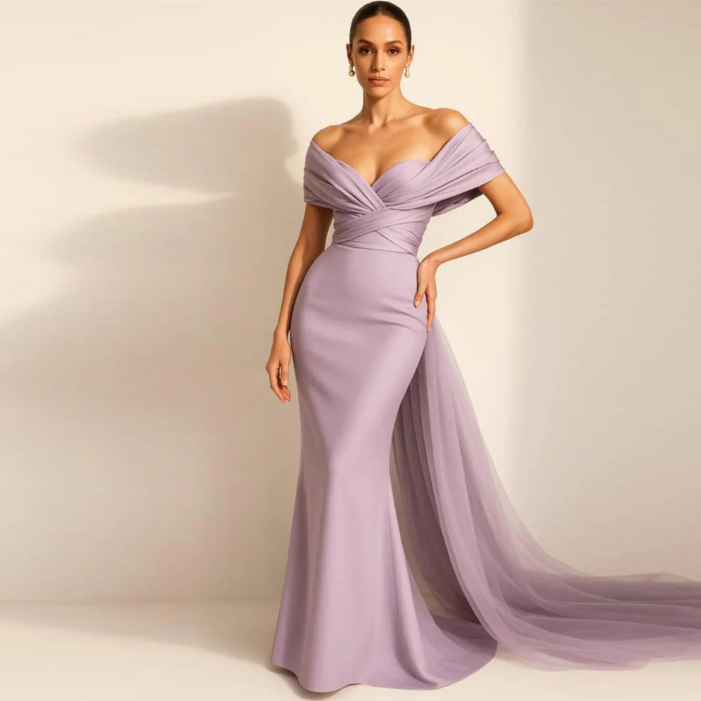 Robe lilas cape en tulle