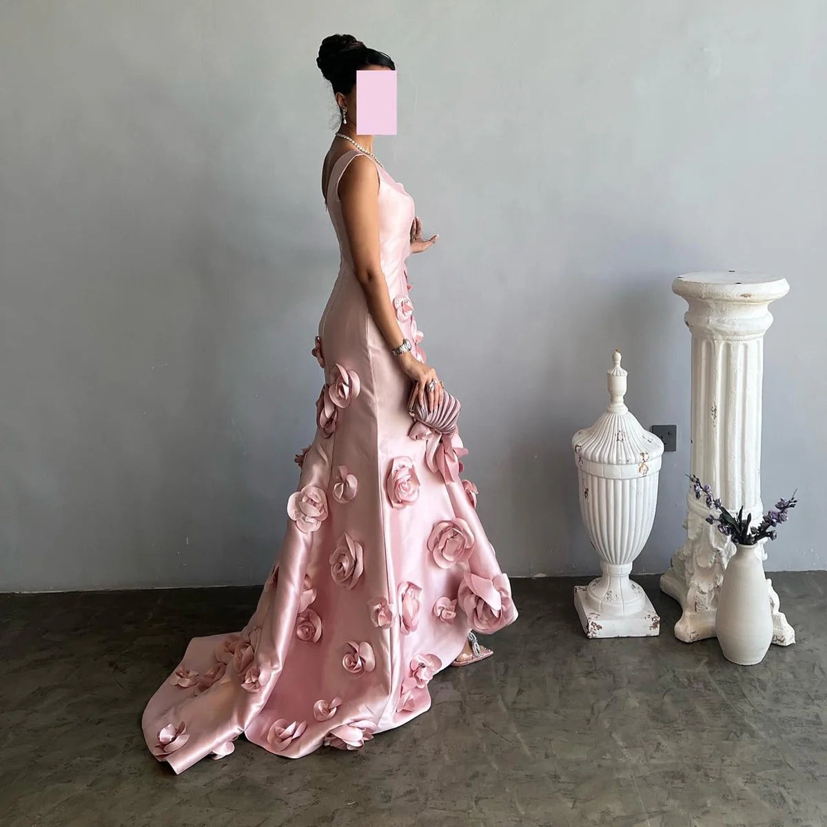 Robe rose fleuries