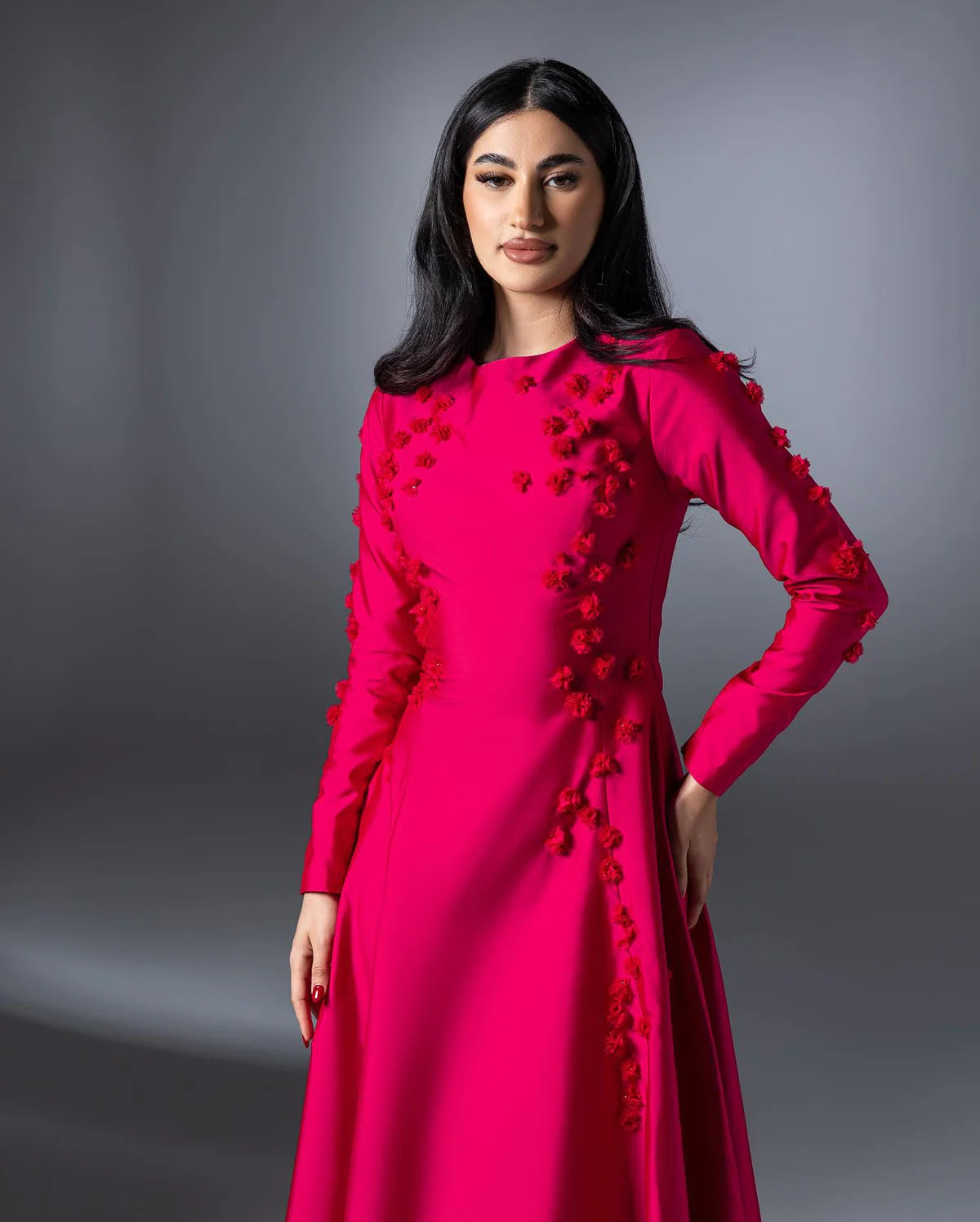 Robe satin rose