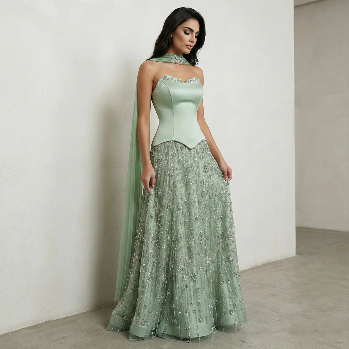 Robe bustier menthe