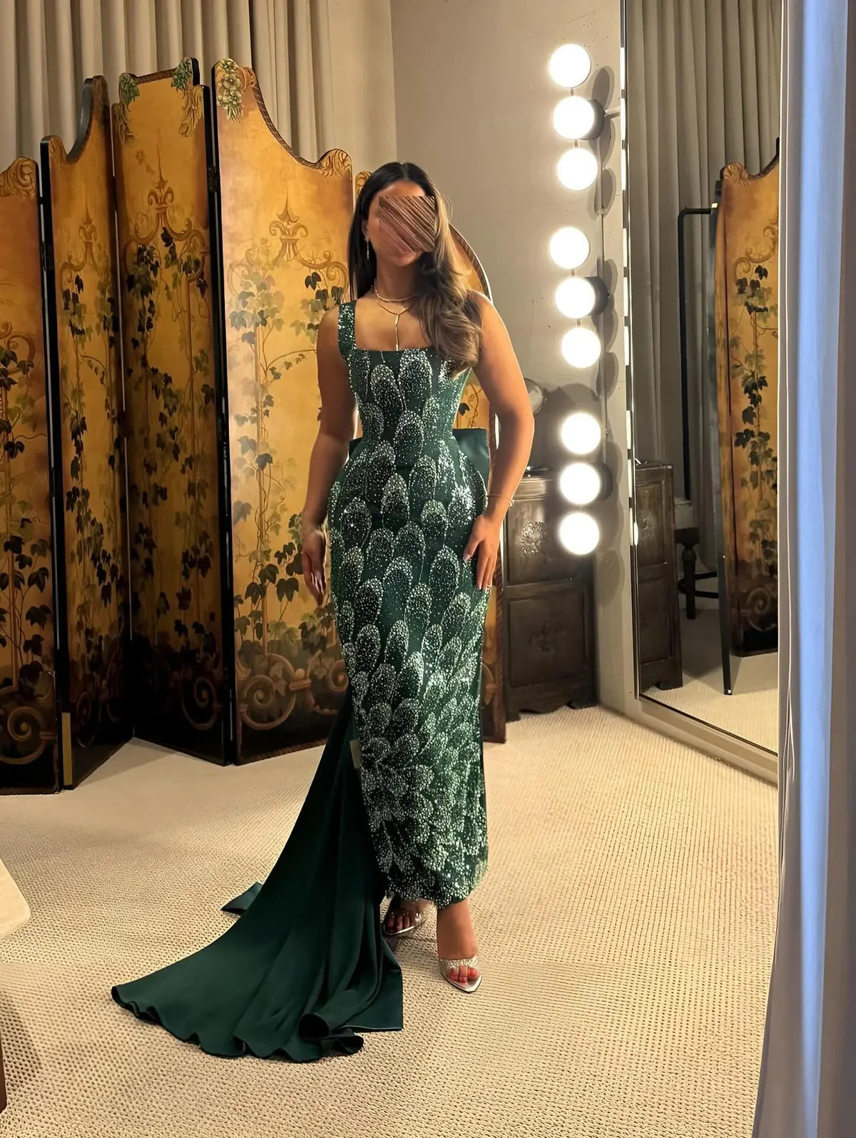 Robe verte cape noeu