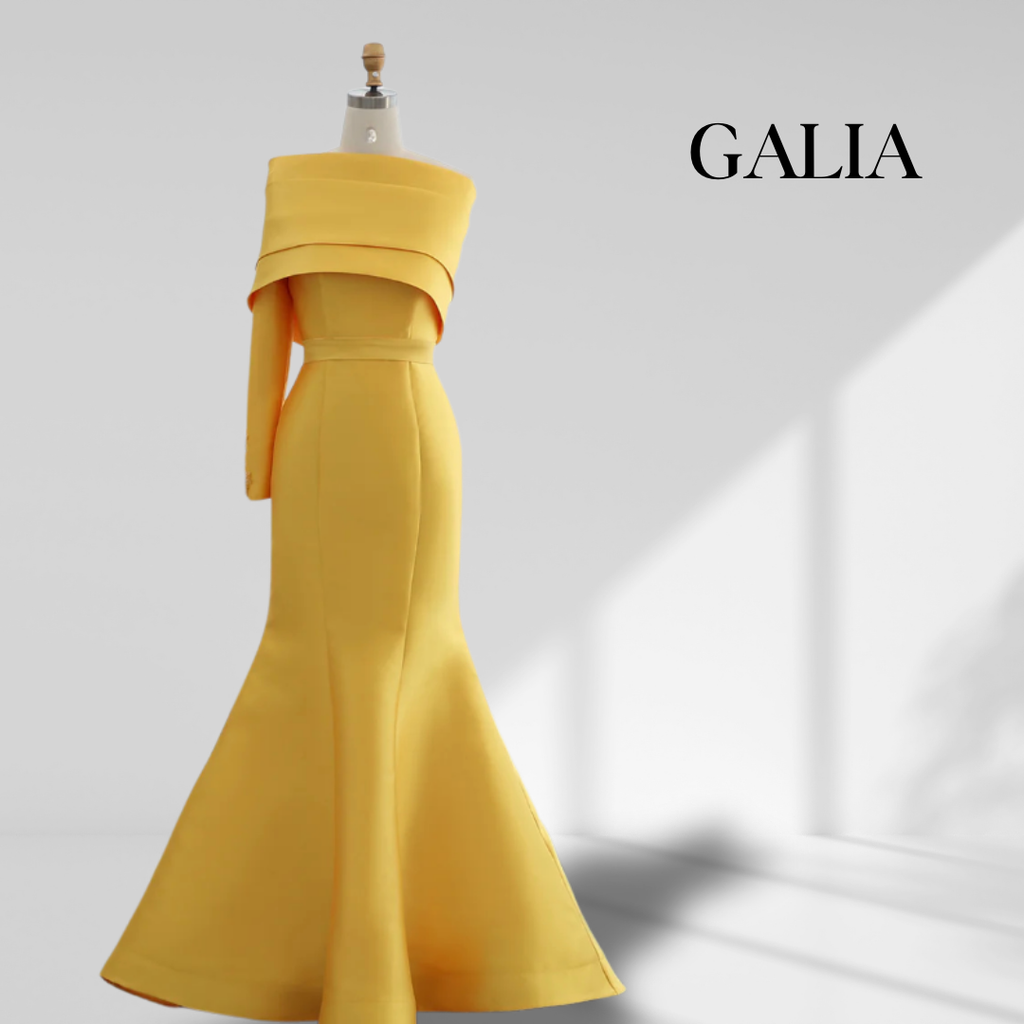 Robe jaune asymétrique en satin