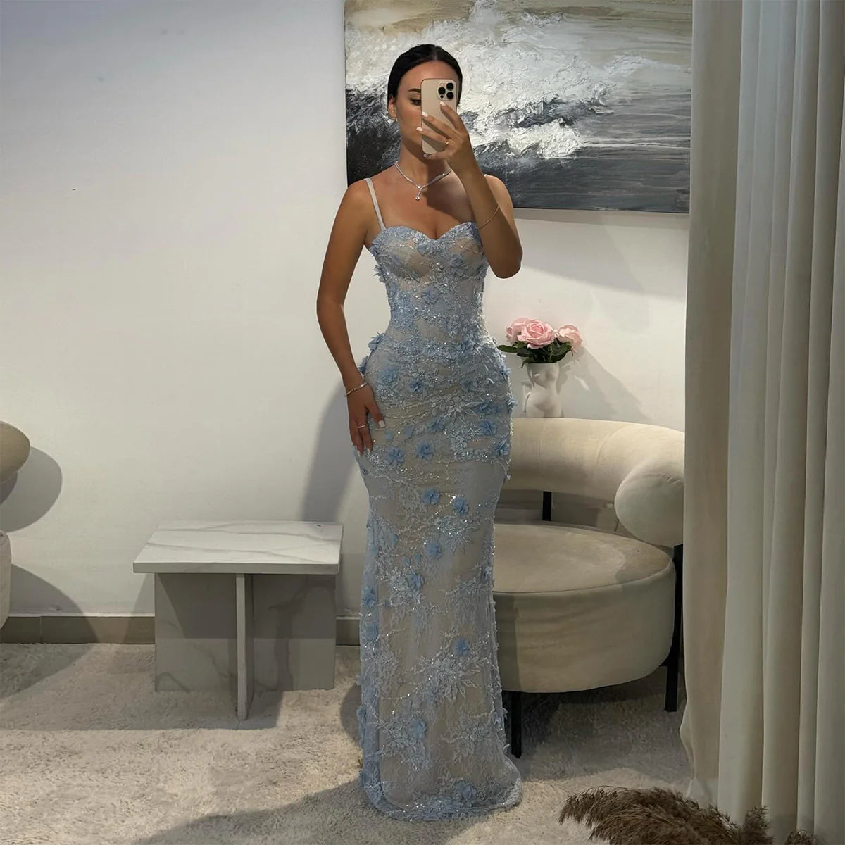 Robe dentelle baby blue