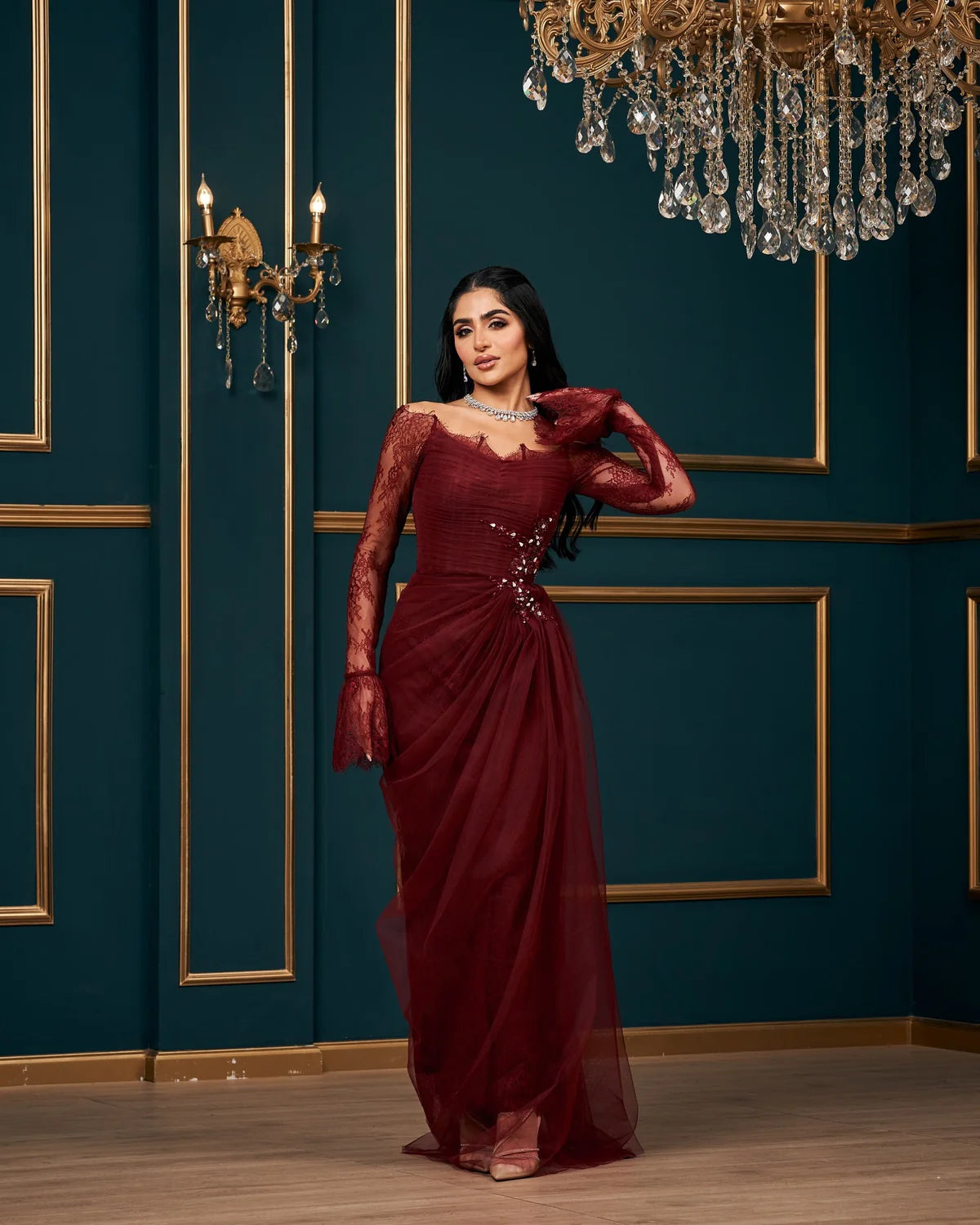 Robe dentelle bordeaux