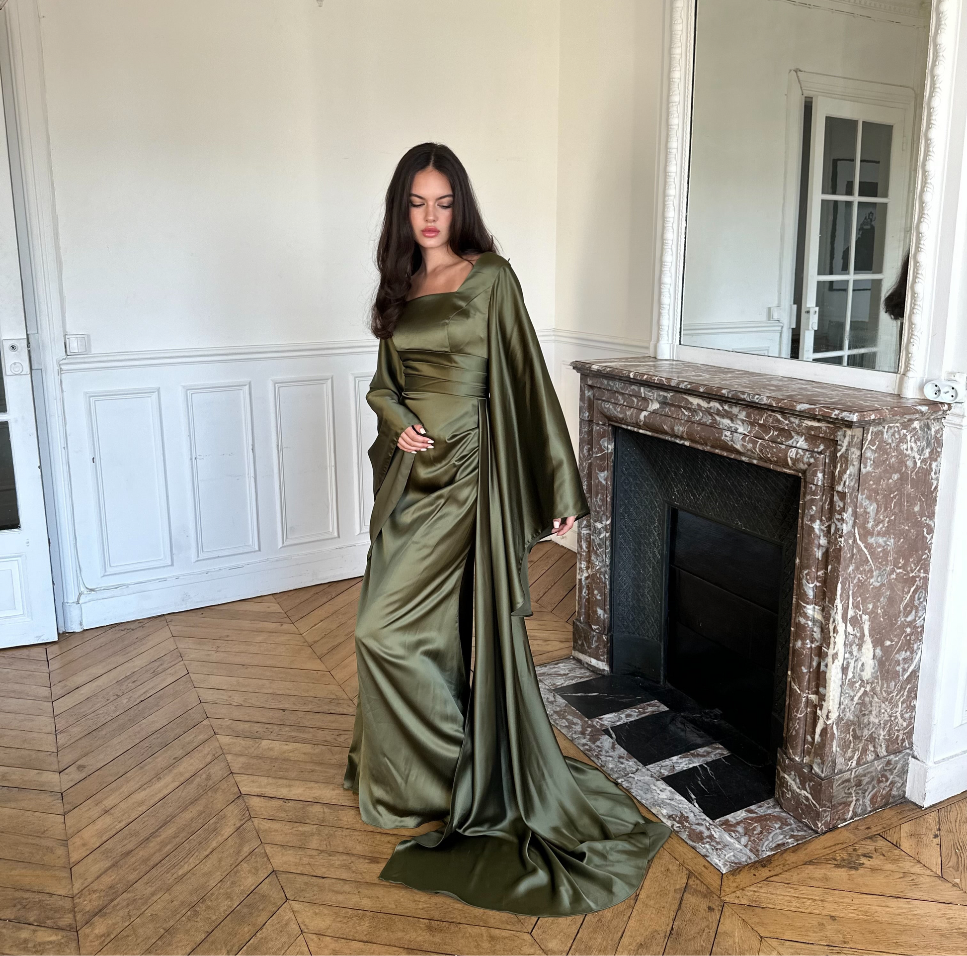 Robe en Satin vert