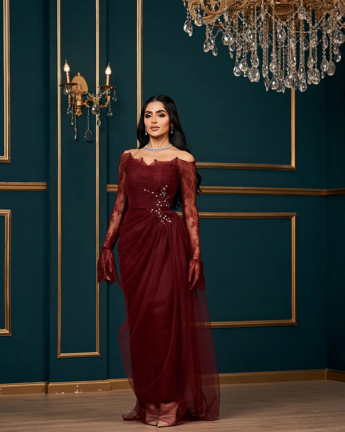 Robe dentelle bordeaux