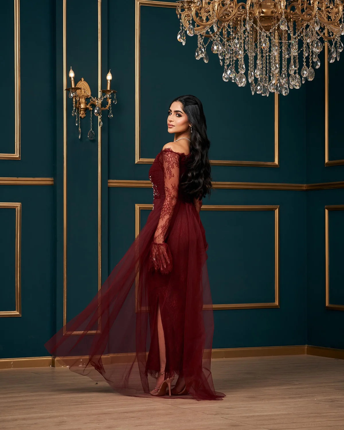 Robe dentelle bordeaux