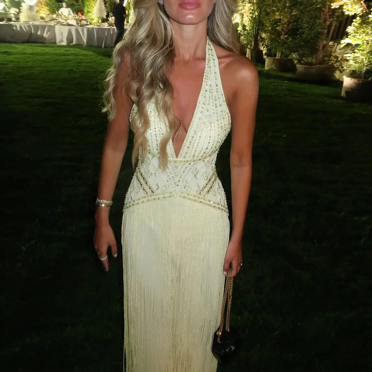 Robe jaune à frange