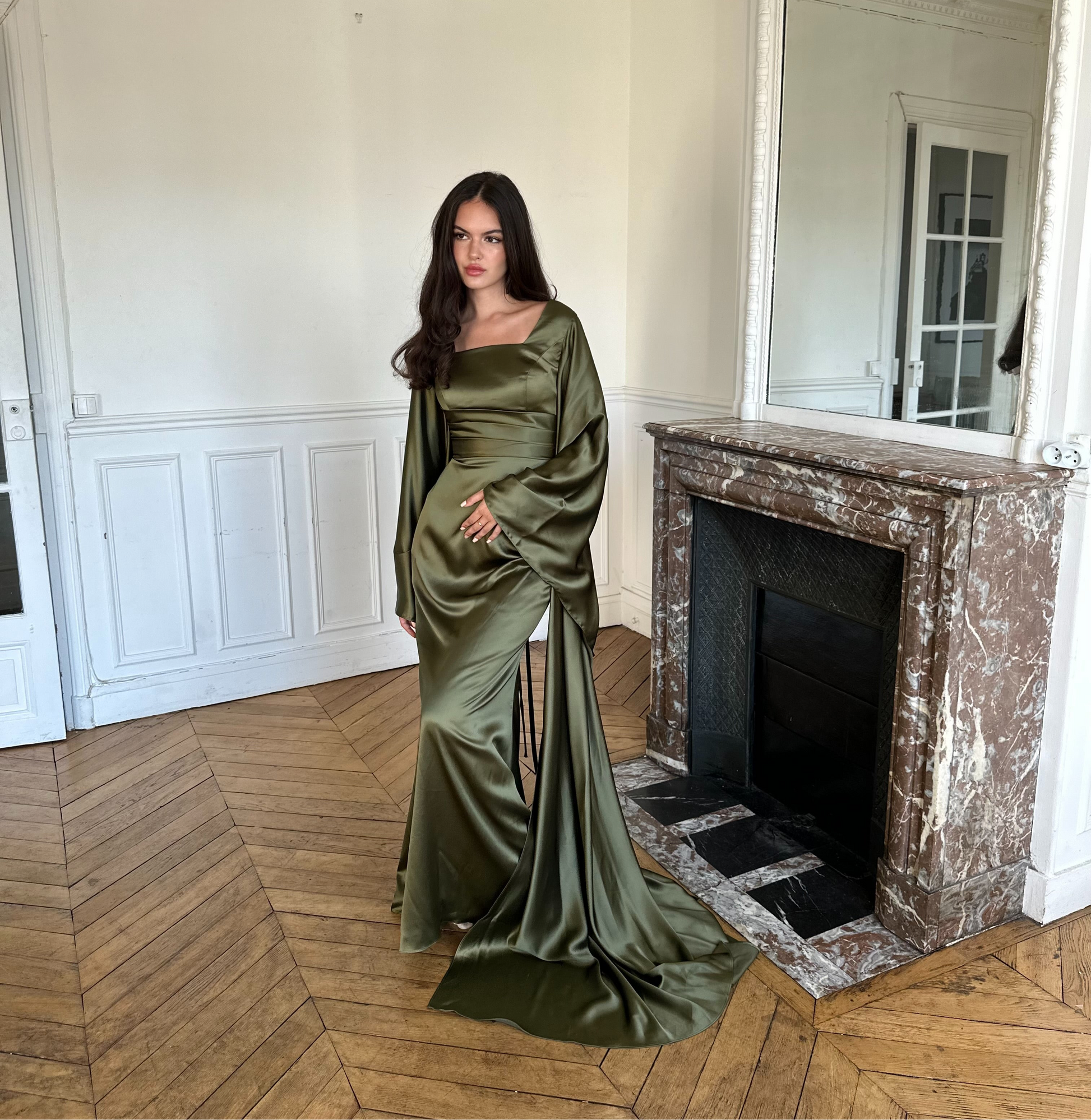 Robe en Satin vert