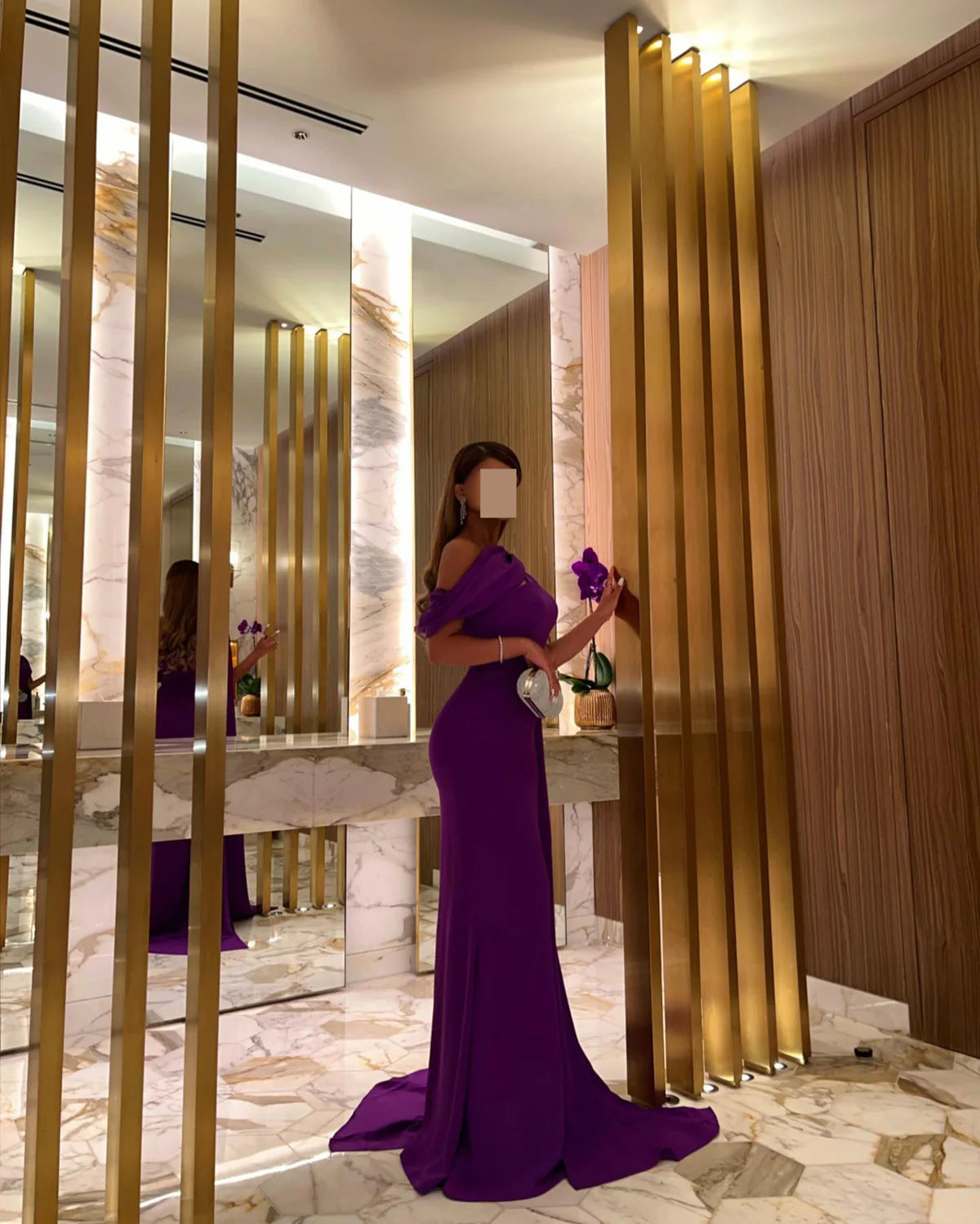 Robe de soirée manches cape