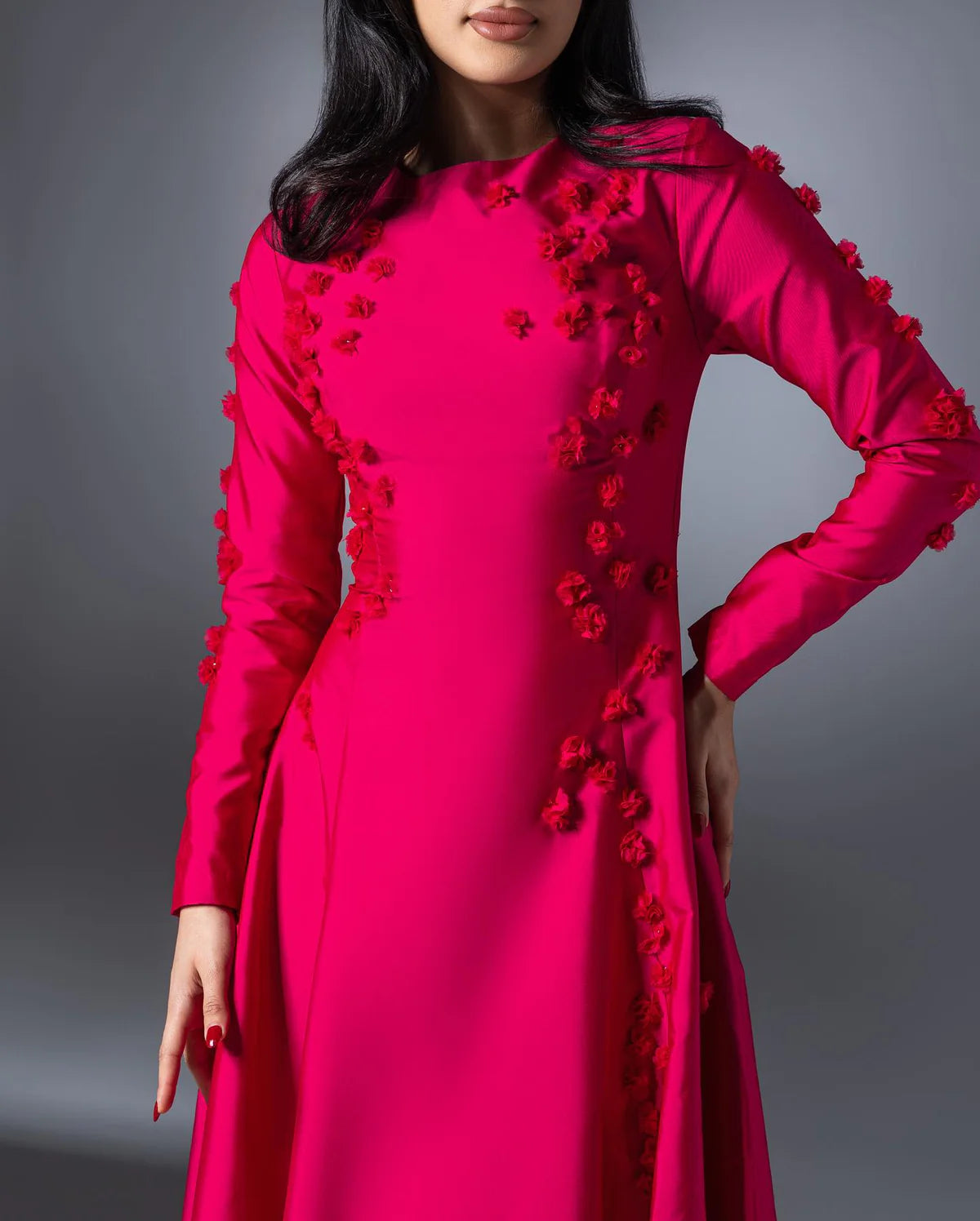 Robe satin rose