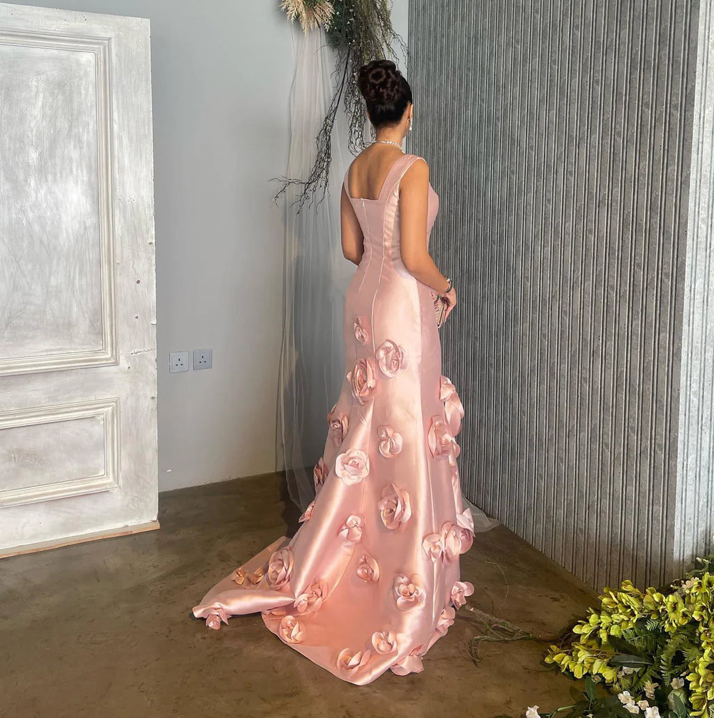 Robe rose fleuries
