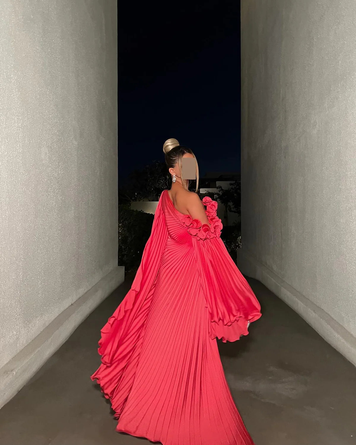 Robe plissée rouge