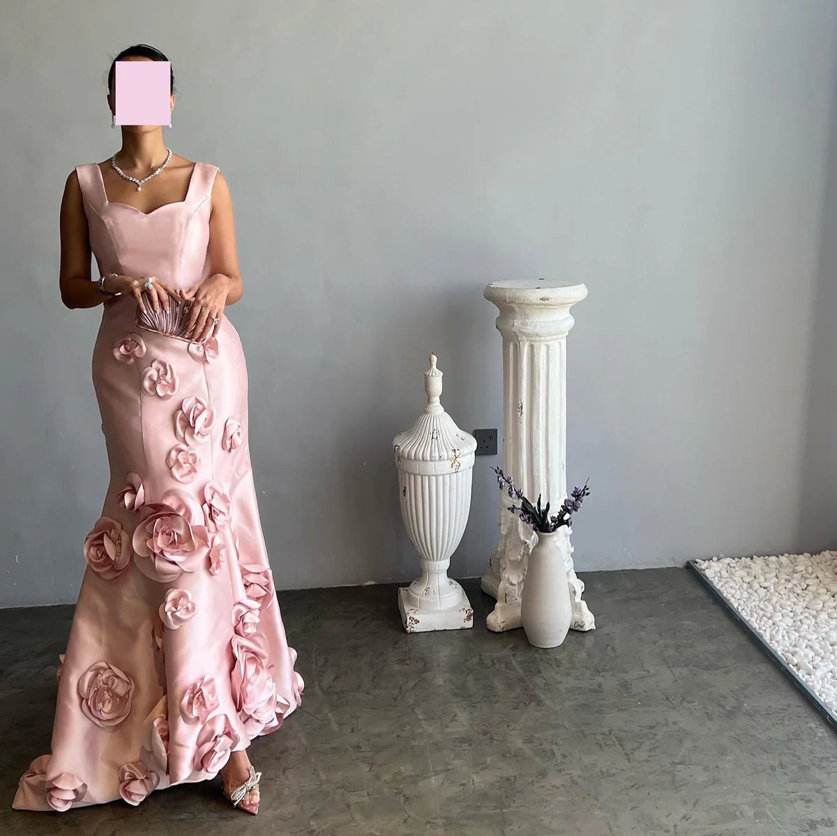 Robe rose fleuries