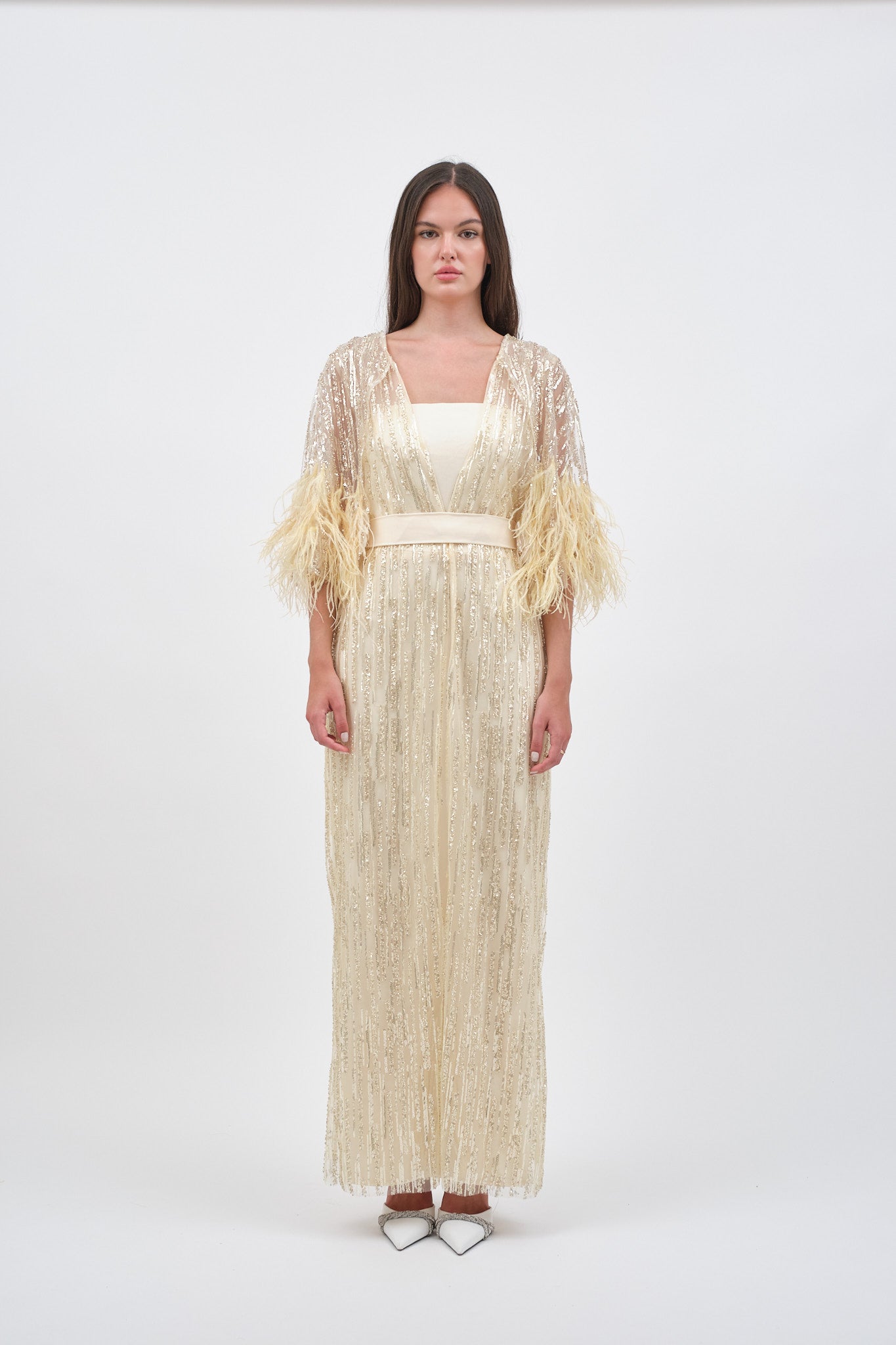 Ecrufarbenes Kleid