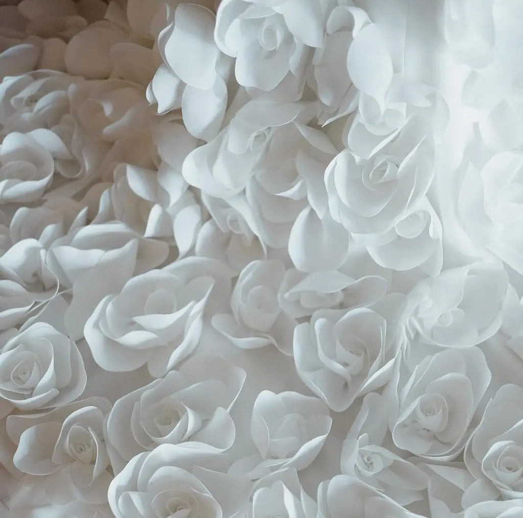 Robe blanche traine Floral corset structuré