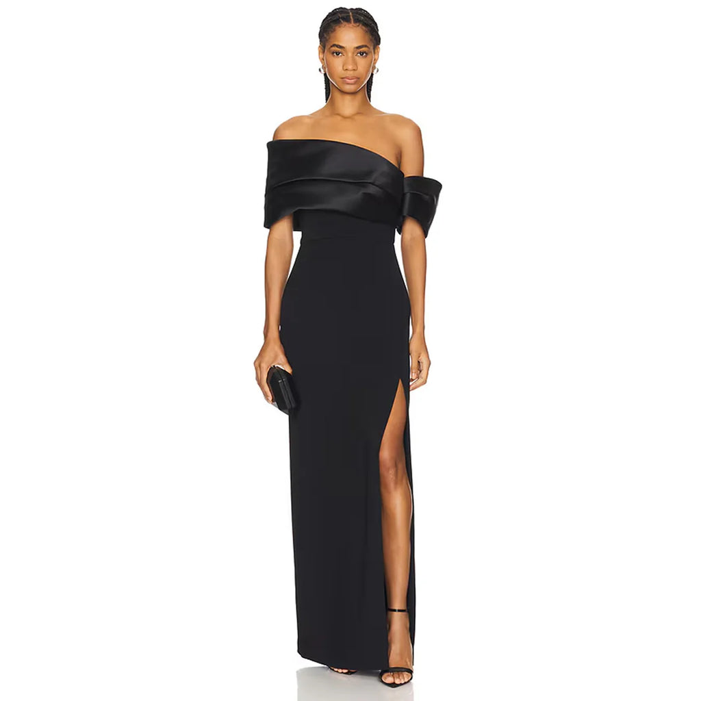 Robe Élégante à Fente et Décolleté Off-Shoulder