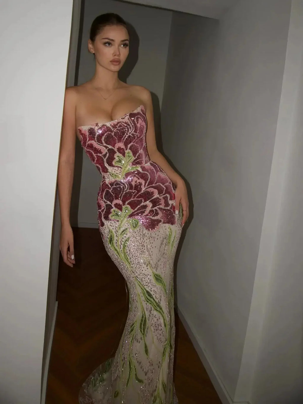 Robe bustier broderie florale