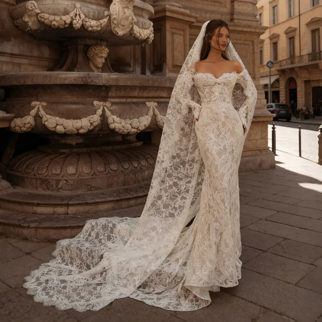 Robe mariée dentelle avec voile