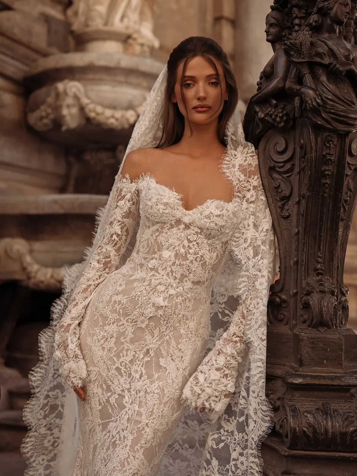 Robe mariée dentelle avec voile