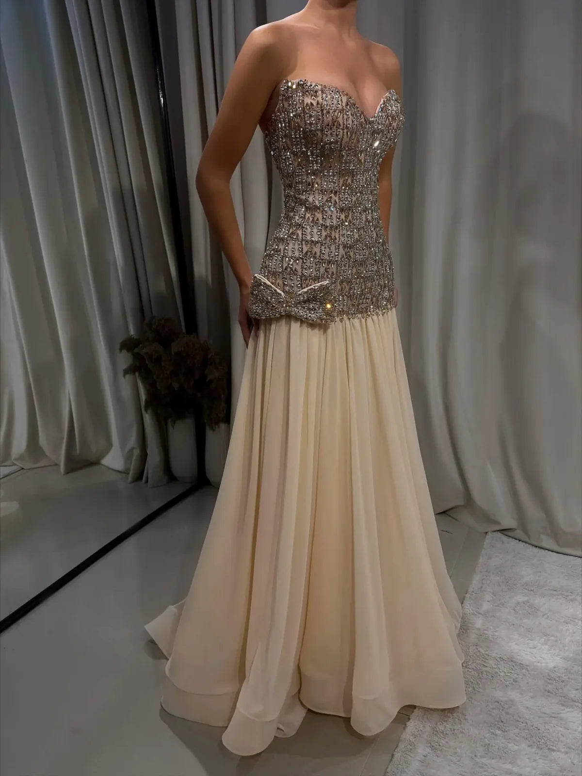 Robe bustier jupe satin