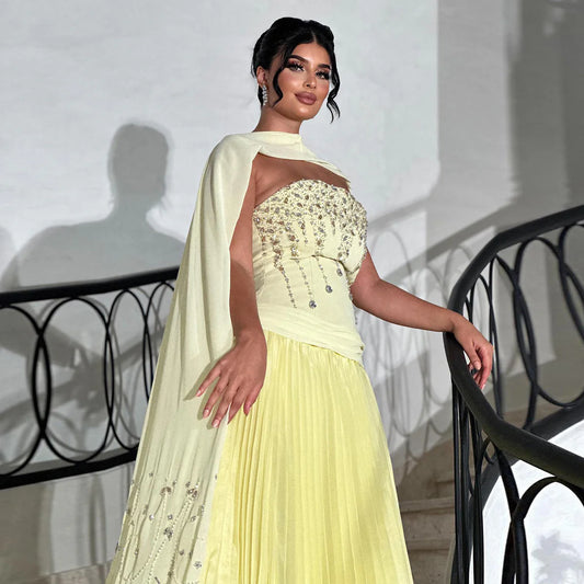 Robe jaune strass