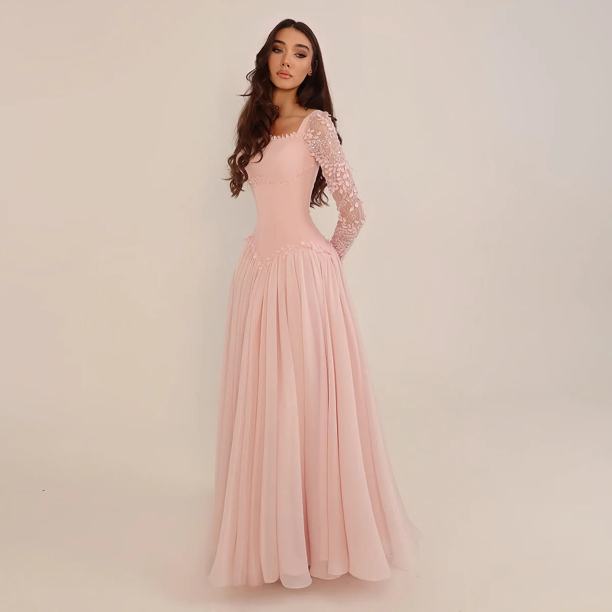 Robe rose mousseline