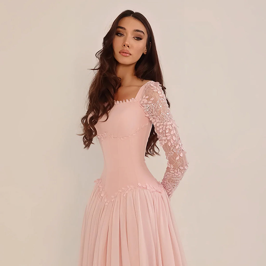 Robe rose mousseline