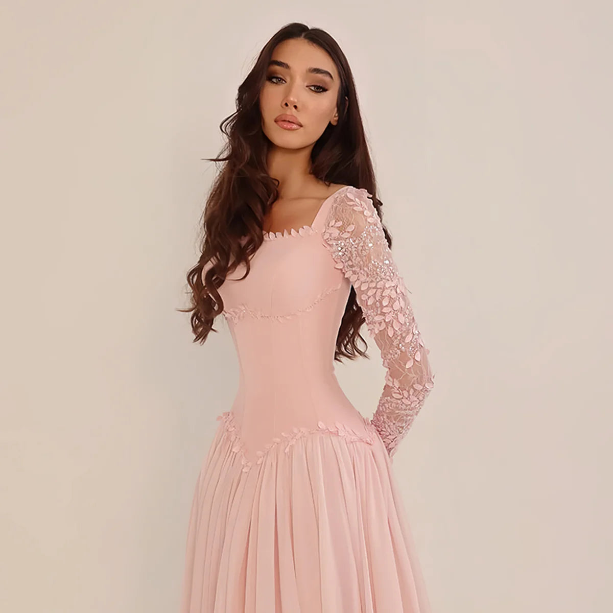 Robe rose mousseline