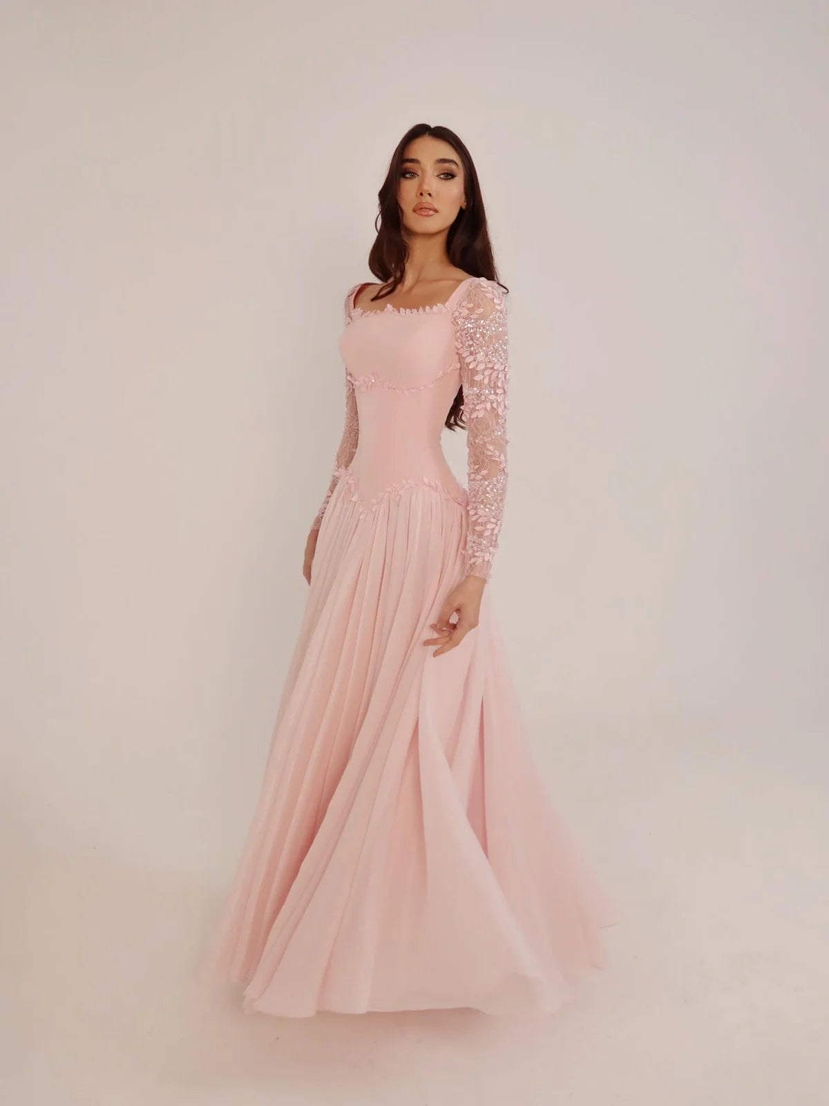 Robe rose mousseline