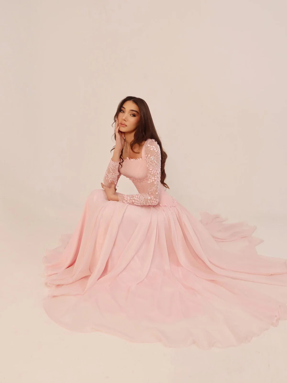 Robe rose mousseline