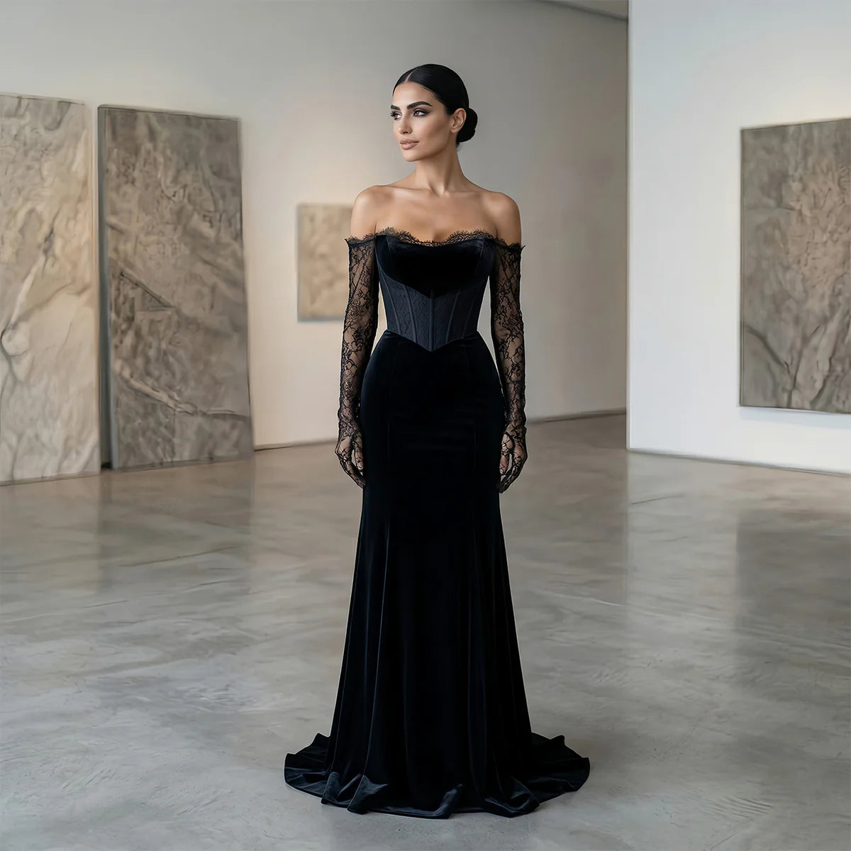 Robe velours dentelle