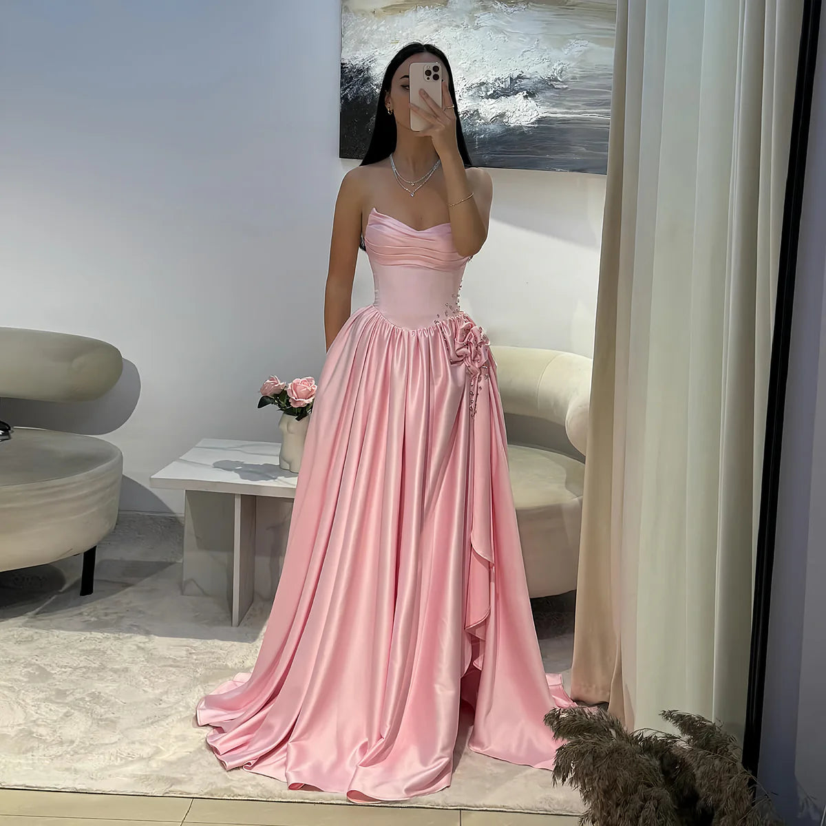 Robe bustier rose