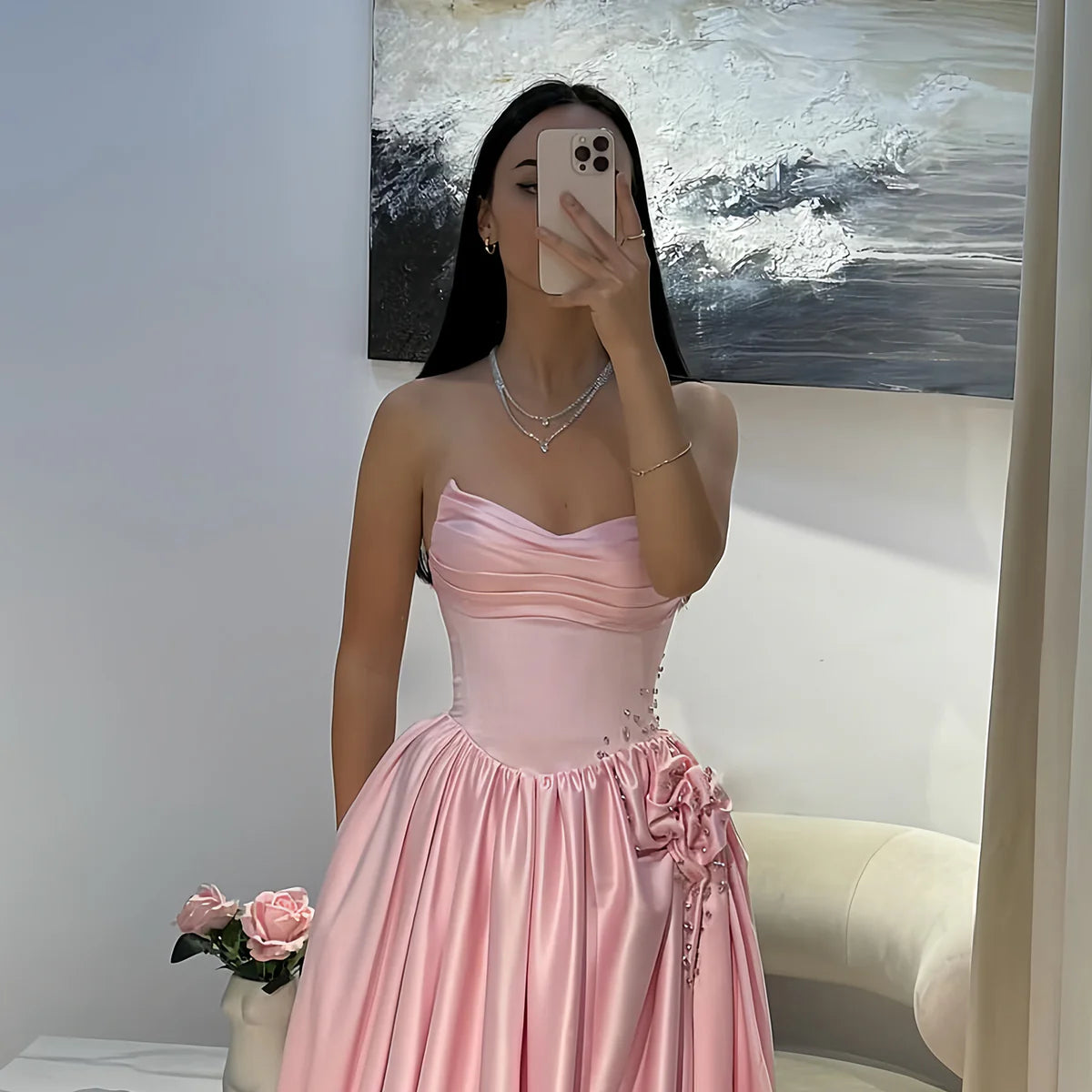 Robe bustier rose