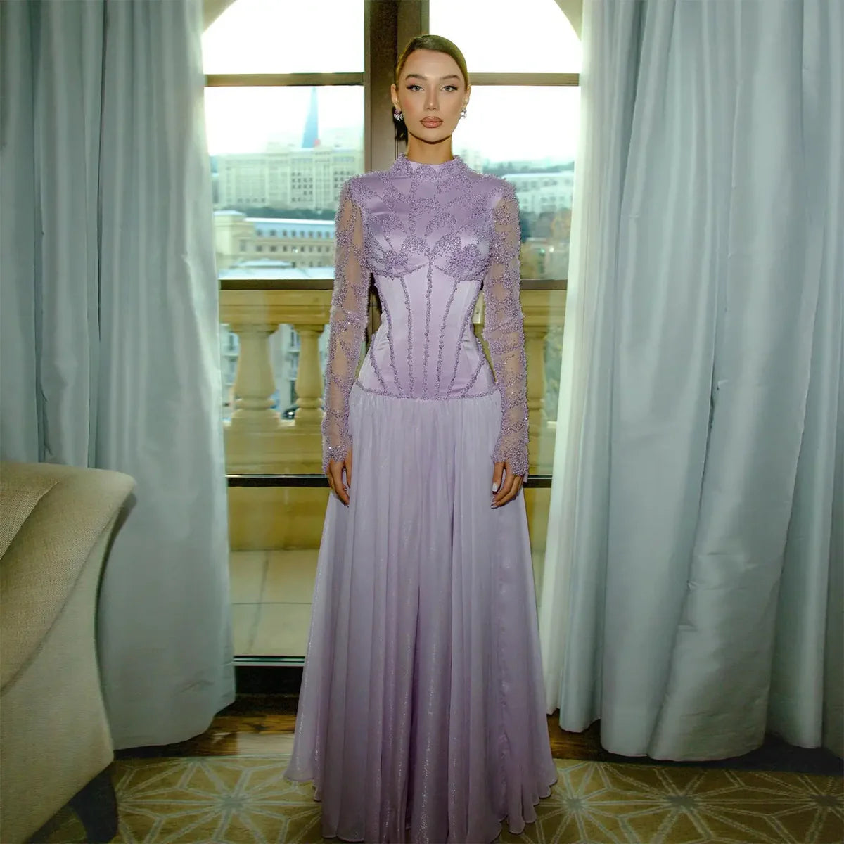 Robe lilas bi matière