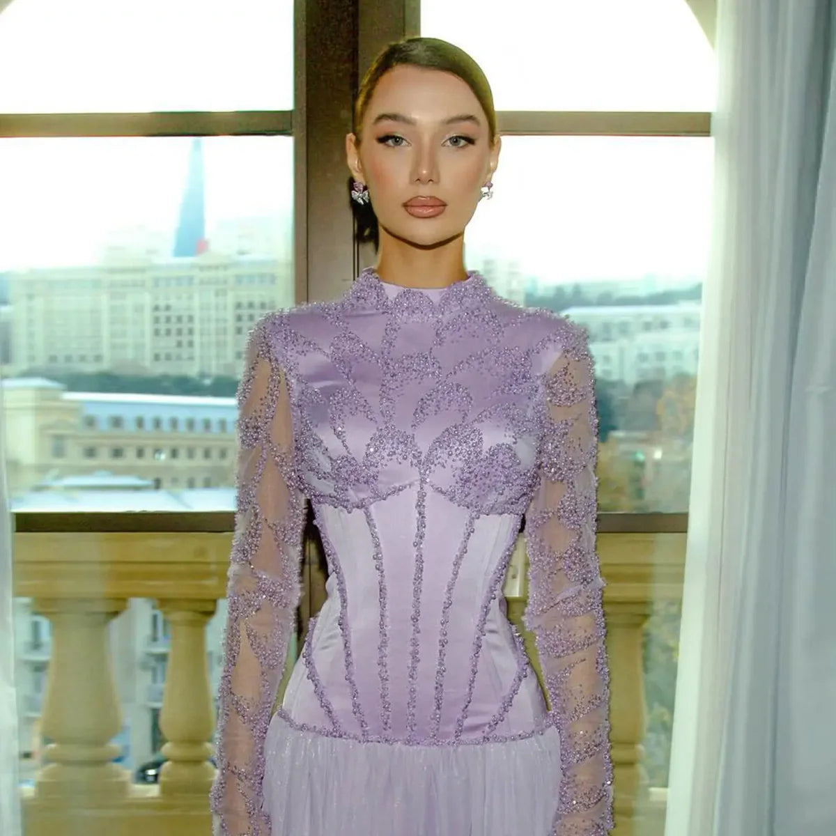 Robe lilas bi matière