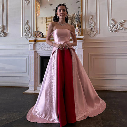 Robe de soirée bicolore en satin