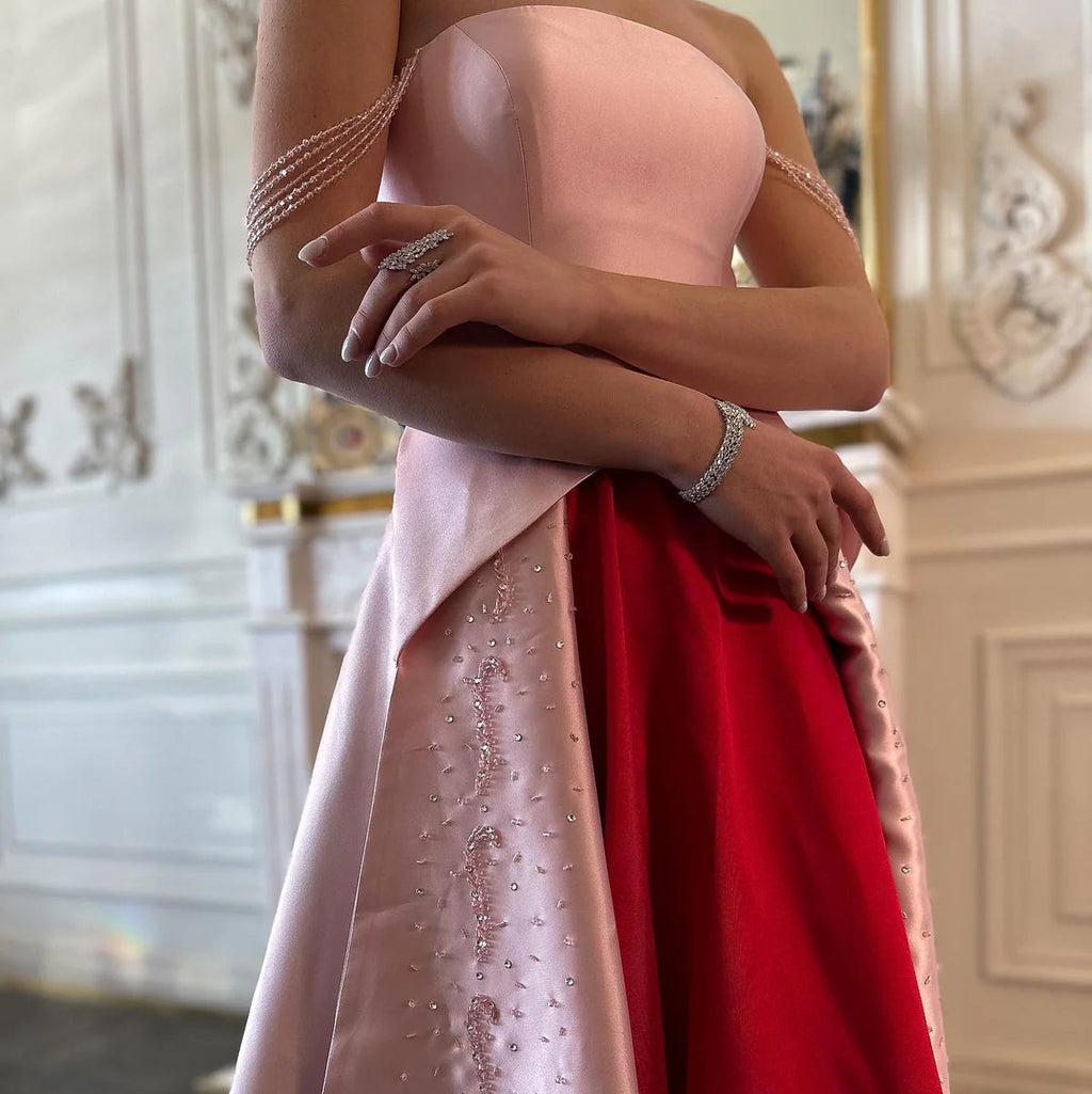 Robe de soirée bicolore en satin