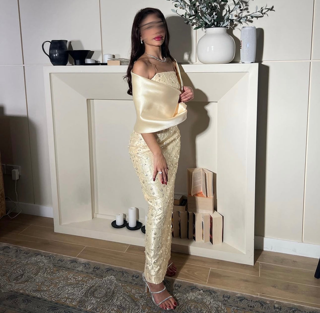 Robe Longue en Satin Brodé