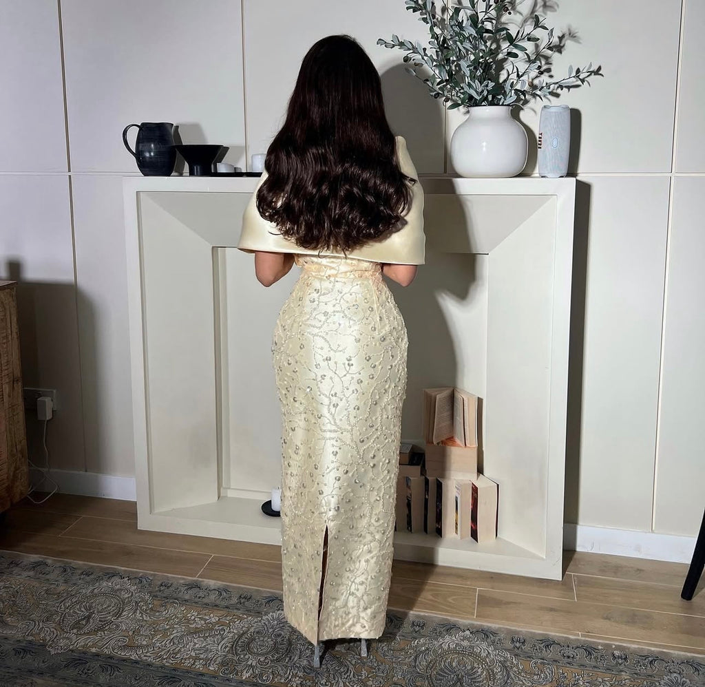 Robe Longue en Satin Brodé